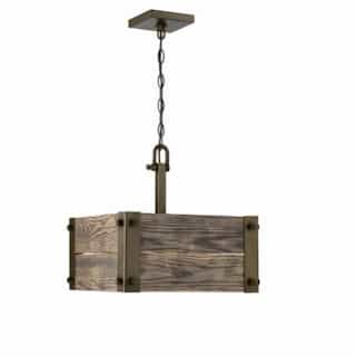60W Winchester Pendant Light, Squared, Old Wood, 4-Light, Bronze