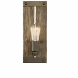 60W Winchester Wall Sconce, Aged Wood, 1-Light, Bronze