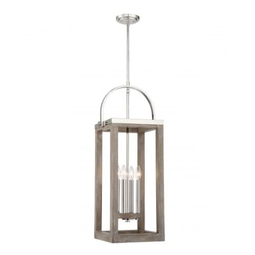 Bliss Pendant Light, Driftwood Finish/Polished Nickel Accents
