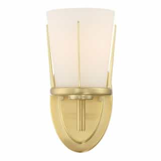 Nuvo Serene Wall Sconce Light Fixture, Natural Brass, Satin White Glass