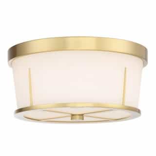 Nuvo Serene Flush Mount Light Fixture, Natural Brass, Satin White Glass