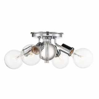 Nuvo Bounce Flush Mount Light Fixture, Polished Nickel w/ K9 Crystal