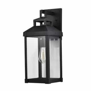 100W Corning Wall Lantern w/Clear Water Glass, Large, 120V, Black