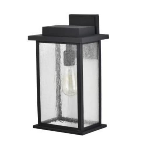 100W Sullivan Wall Lantern w/Clear Seeded Glass, Large, 120V, Black