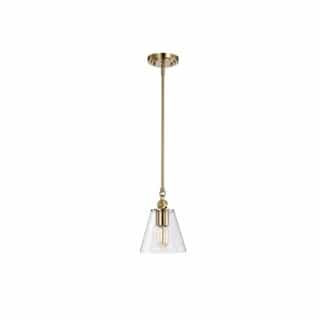 60W Dover Pendant, 110V, Clear Glass/Vintage Brass, Small