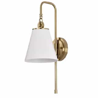 Nuvo 60W Dover Wall Sconce, 1-Light, 110V, White/Vintage Brass