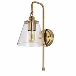 Nuvo 60W Dover Wall Sconce, 1-Light, 110V, Clear Glass/Vintage Brass