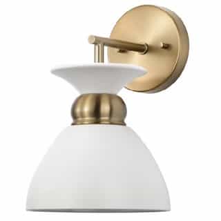 Nuvo 60W Perkins Wall Sconce, 1-Light, 120V, Matte White/Burnished Brass
