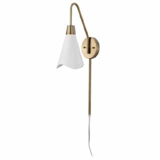 Nuvo 60W Tango Wall Sconce, 1-Light, 120V, Matte White/Burnished Brass