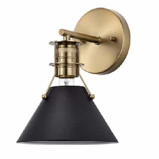 Nuvo 60W Outpost Wall Sconce, 1-Light,  120V, Black/Burnished Brass