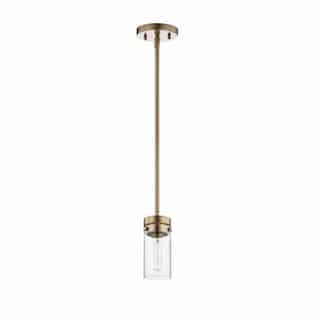 60W Intersection Mini Pendant, 120V, Burnished Brass/Clear Glass