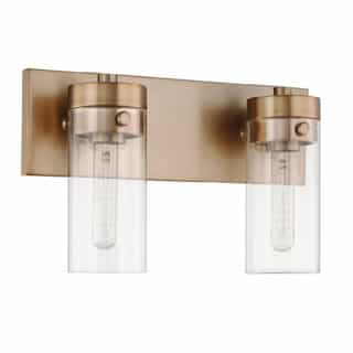 Nuvo 60W Intersection Vanity 2-Light, 120V, Burnished Brass/Clear Glass