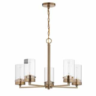 60W Intersection Chandelier, 120V, Clear Glass/Burnished Brass