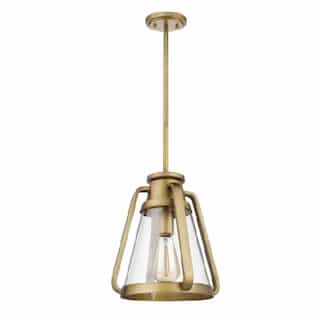 Nuvo 10-in 60W Everett Pendant, 120V, Natural Brass/Clear Glass