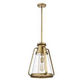 Nuvo 14-in 60W Everett Pendant, 120V, Natural Brass/Clear Glass