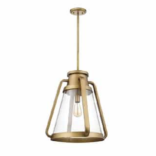 Nuvo 18-in 60W Everett Pendant, 120V, Natural Brass/Clear Glass
