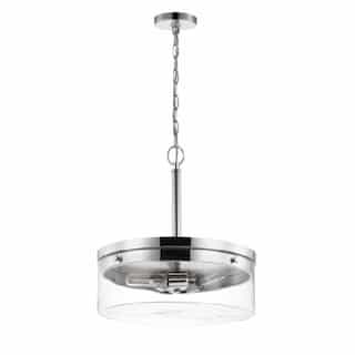 60W Intersection Pendant, 3-Light, 120V,Polished Nickel/Clear Glass