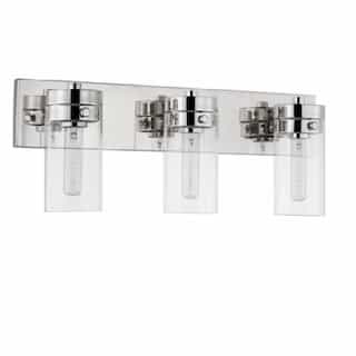 60W Intersection Vanity 3-Light, 120V, Polished Nickel/Clear Glass