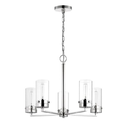60W Intersection Chandelier, 120V, Clear Glass/Polished Nickel