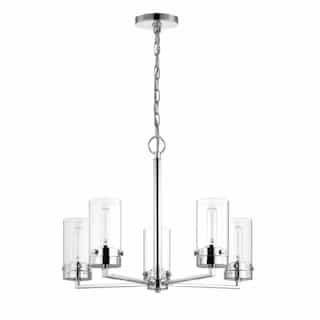 60W Intersection Chandelier, 120V, Clear Glass/Polished Nickel