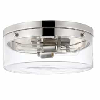 60W Intersection Flush Mount, Small, 120V, Clear Glass/Polished Nickel