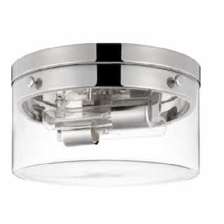 Nuvo 60W Intersection Flush Mount, Medium, 120V, Clear Glass/Polished Nickel