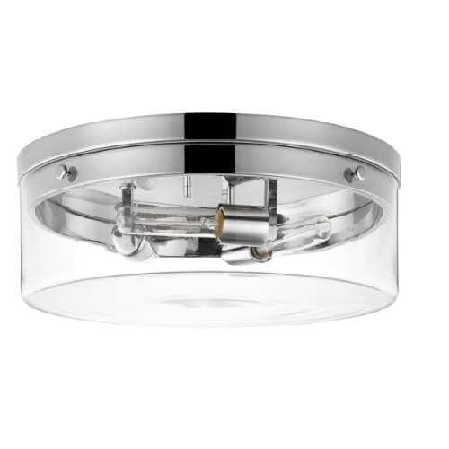 Nuvo 60W Intersection Flush Mount, Large, 120V, Clear Glass/Polished Nickel