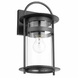 60W Bracer Wall Lantern, Medium, 120V, Black/Clear Glass