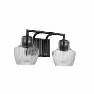 Destin Vanity Wall Fixture w/o Bulbs, 2-Light, Medium Base, Black/Silver