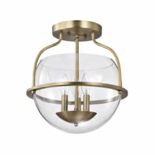 Amado Semi Flush Mount Fixture w/o Bulbs, 3-Light, Vintage Brass