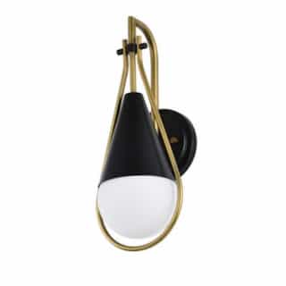Nuvo Admiral Wall Sconce Fixture w/o Bulb, 120V, Matte Black/Natural Brass