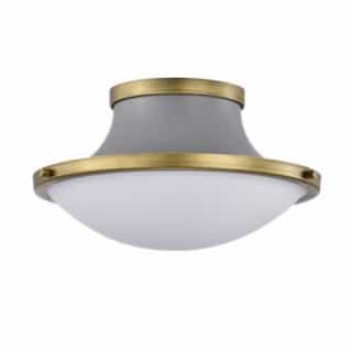 14-in Lafayette Flush Mount Fixture w/o Bulb, Gray/Natural Brass