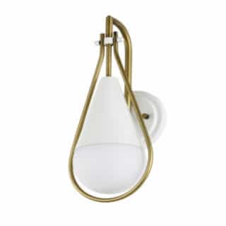 Admiral Wall Sconce Fixture w/o Bulb, 120V, Matte White/Natural Brass