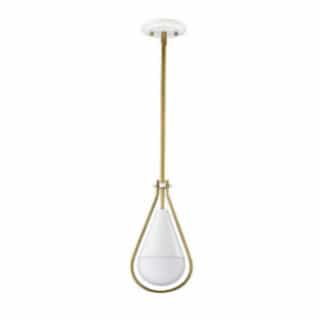 Nuvo 6-in Admiral Pendant Fixture w/o Bulb, 120V, Matte White/Natural Brass