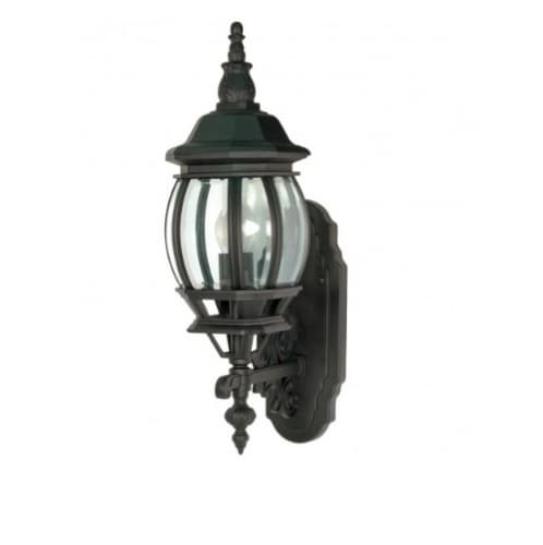 Nuvo 100W 20 in. Central Park Wall Lantern, Clear Beveled Panels, Textured Black