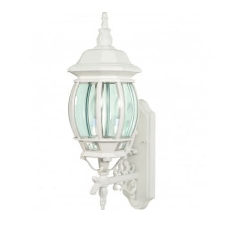60W 22.75 in. Central Park Wall Lantern, Clear Beveled Panels, White