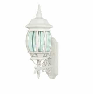Nuvo 60W 22.75 in. Central Park Wall Lantern, Clear Beveled Panels, White