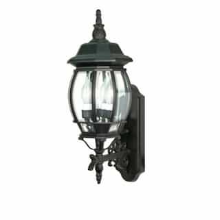 Nuvo 60W 22.75 in. Central Park Wall Lantern, Clear Beveled Panels, Textured Black