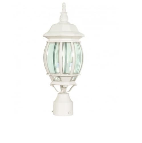 60W 21 in. Central Park Post Lantern, Clear Beveled Panels, White