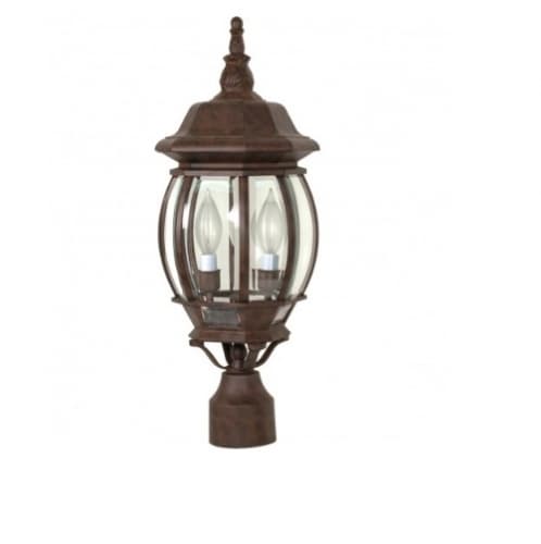 Nuvo 60W 21 in. Central Park Post Lantern, Clear Beveled Panels, Old Bronze
