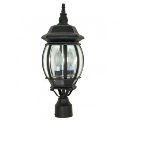 60W 21 in. Central Park Post Lantern, Clear Beveled Panels, Textured Black