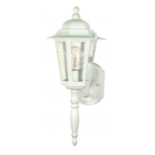 Nuvo Cornerstone, 18" Wall Lantern Light, Clear Seeded Glass, White Finish