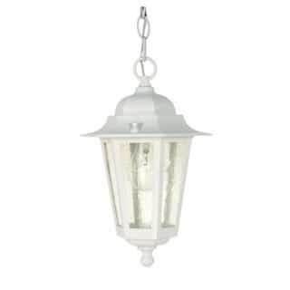 Nuvo Cornerstone, 13" Hanging Lantern Light, Clear Seeded Glass, White Finish