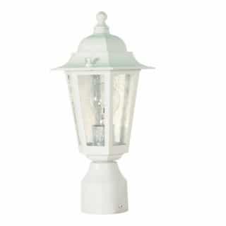 Nuvo Cornerstone, 14" Post Lantern Light, Clear Seeded Glass, White Finish