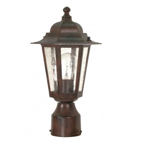 Nuvo Cornerstone, 14" Post Lantern Light, Clear Seeded Glass, Old Bronze Finish