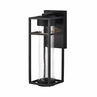 Nuvo 6W LED Ledges Wall Lantern, Medium, Dimmable, 120V, Black/Clear Glass