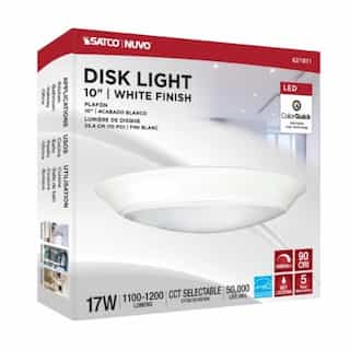 10-in 17W LED Disk Light, White Fin, 1200 lm, 120V, 5-CCT Select
