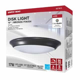 10-in 17W LED Disk Light, 1200 lm, 120V, 5-CCT Select, Bronze