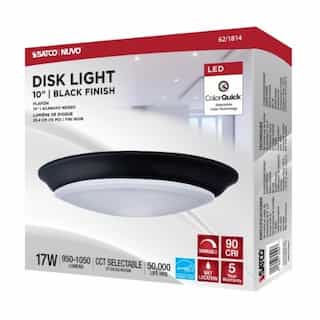 10-in 17W LED Disk Light, 1200 lm, 120V, 5-CCT Select, Black