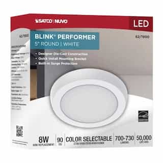 Nuvo 5-in 8W Round Blink Performer Fixture, 730 lm, 120V, 5-CCT, White